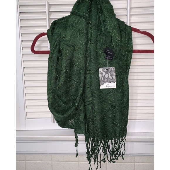 Cejon Accessories - Cejon Christmas Holiday Green Shimmer Scarf Wrap